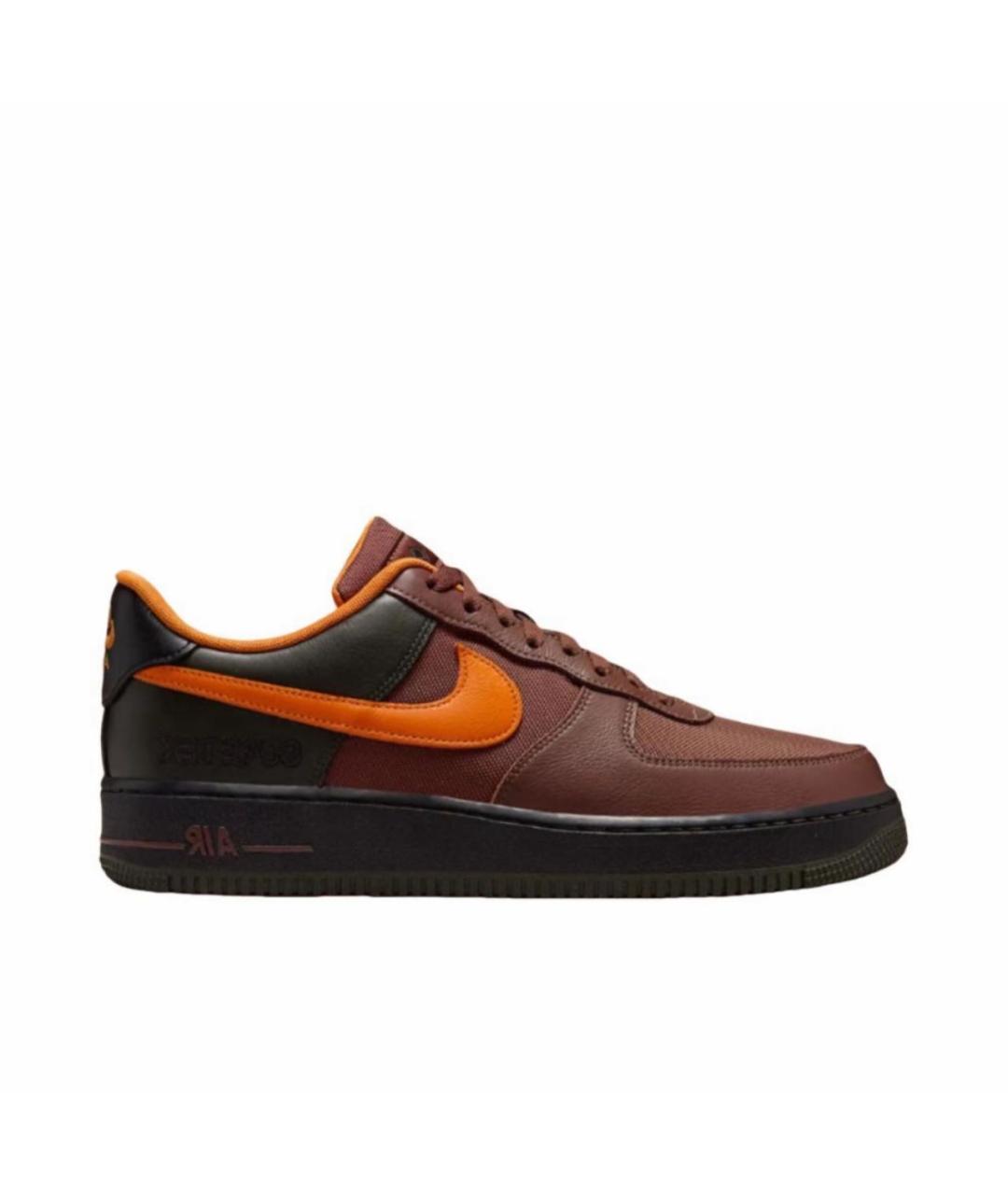NIKE Коричневые кожаные низкие кроссовки / кеды, фото 1