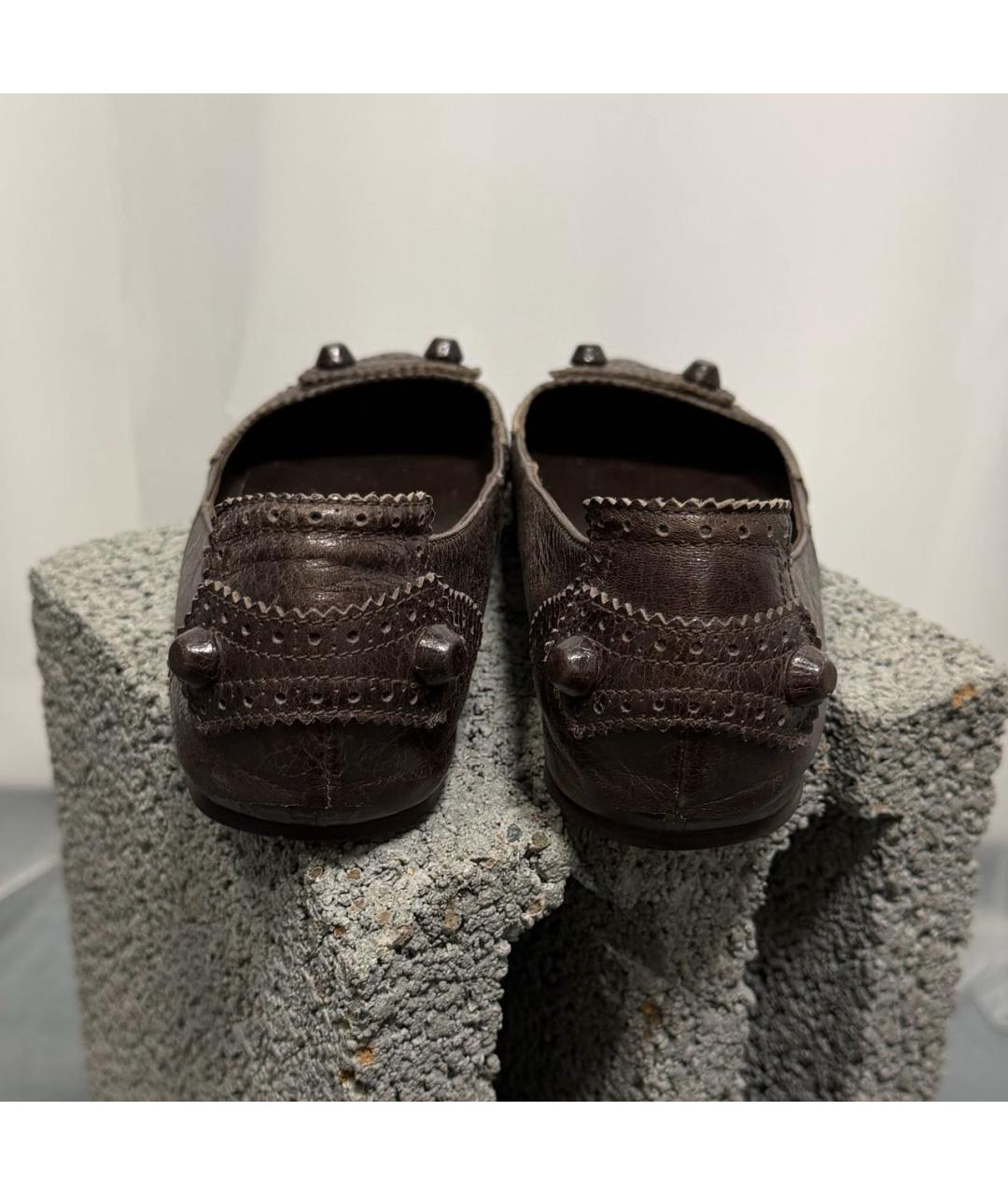 BALENCIAGA Коричневые кожаные балетки, фото 4