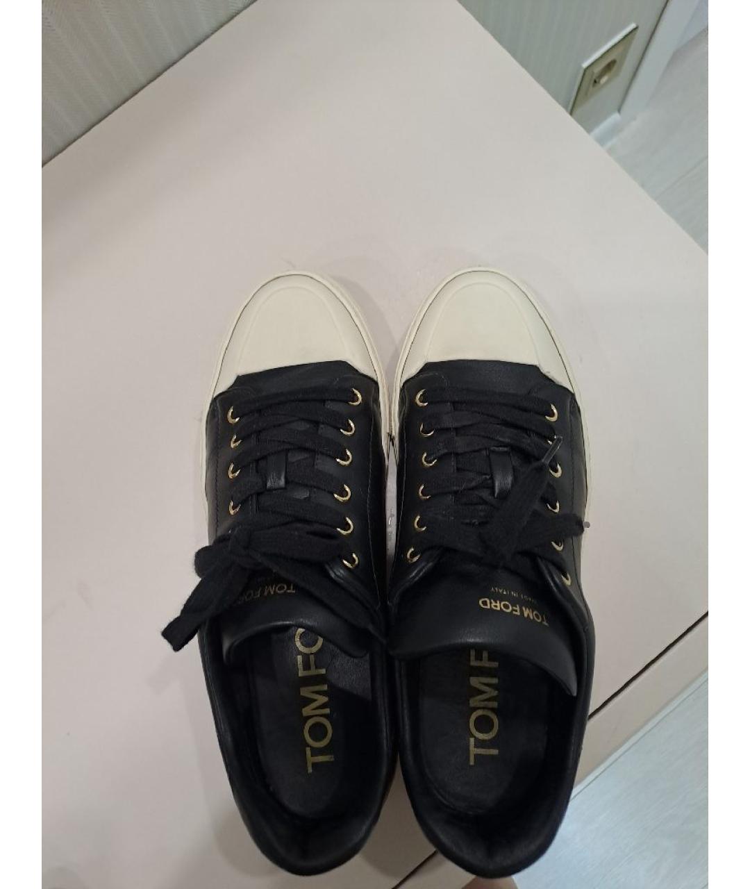 TOM FORD Черные кожаные кеды, фото 3