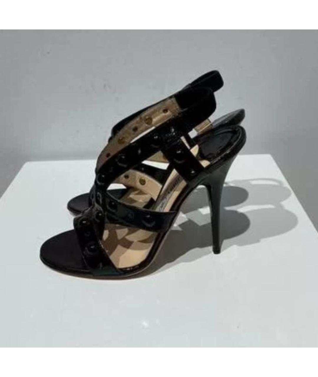 JIMMY CHOO Черные кожаные босоножки, фото 4
