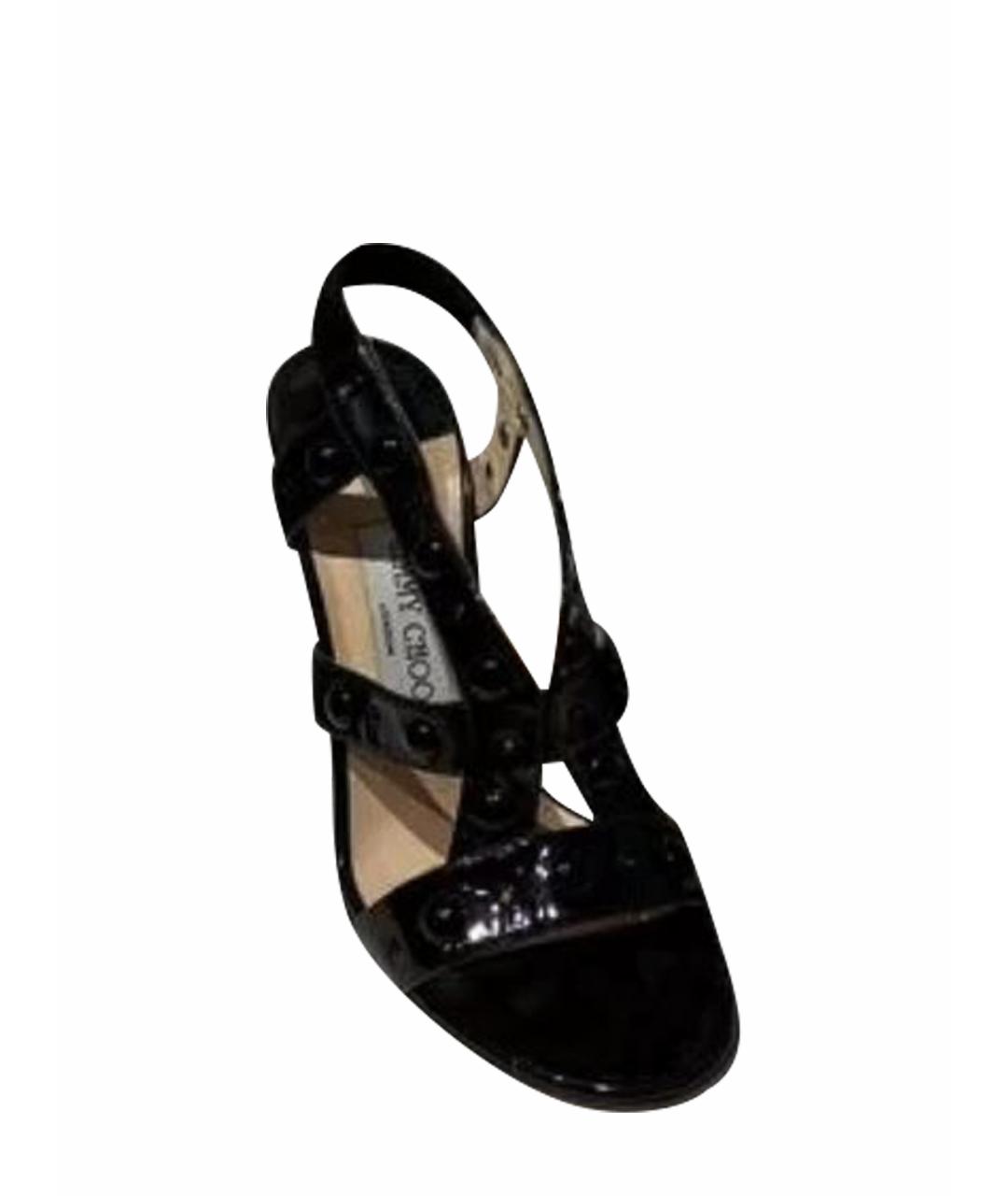 JIMMY CHOO Черные кожаные босоножки, фото 1