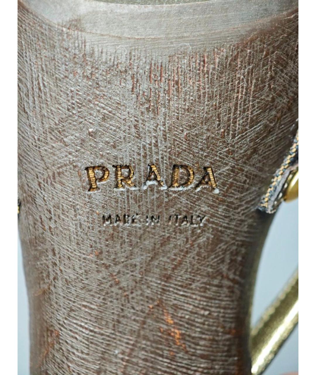 PRADA Коричневые текстильные босоножки, фото 9