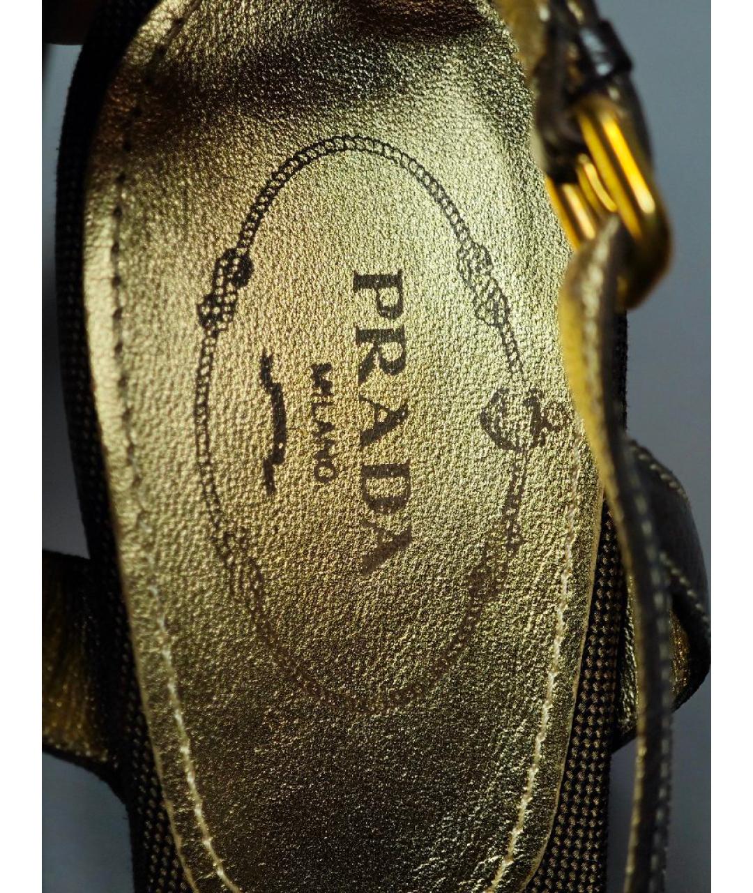PRADA Коричневые текстильные босоножки, фото 6