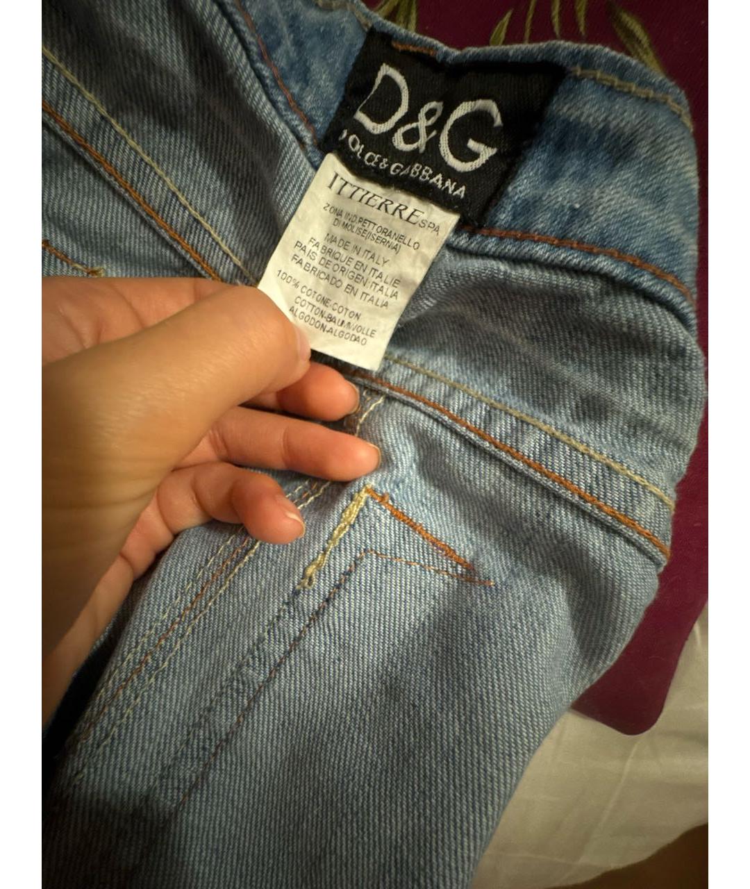 DOLCE&GABBANA Голубые хлопковые прямые джинсы, фото 3