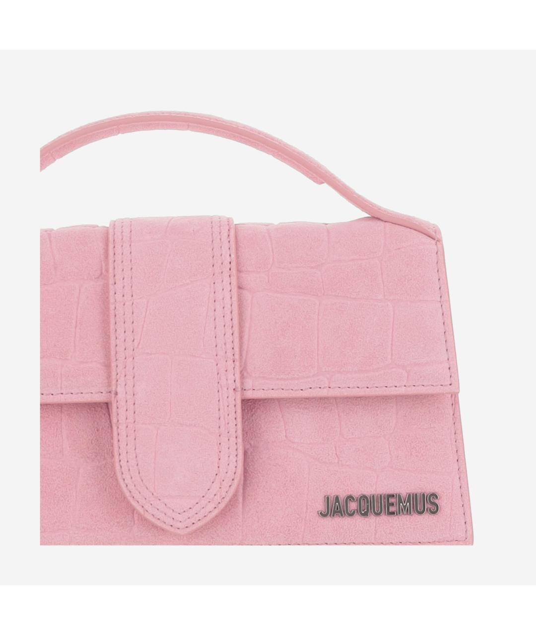 JACQUEMUS Розовая замшевая сумка с короткими ручками, фото 5