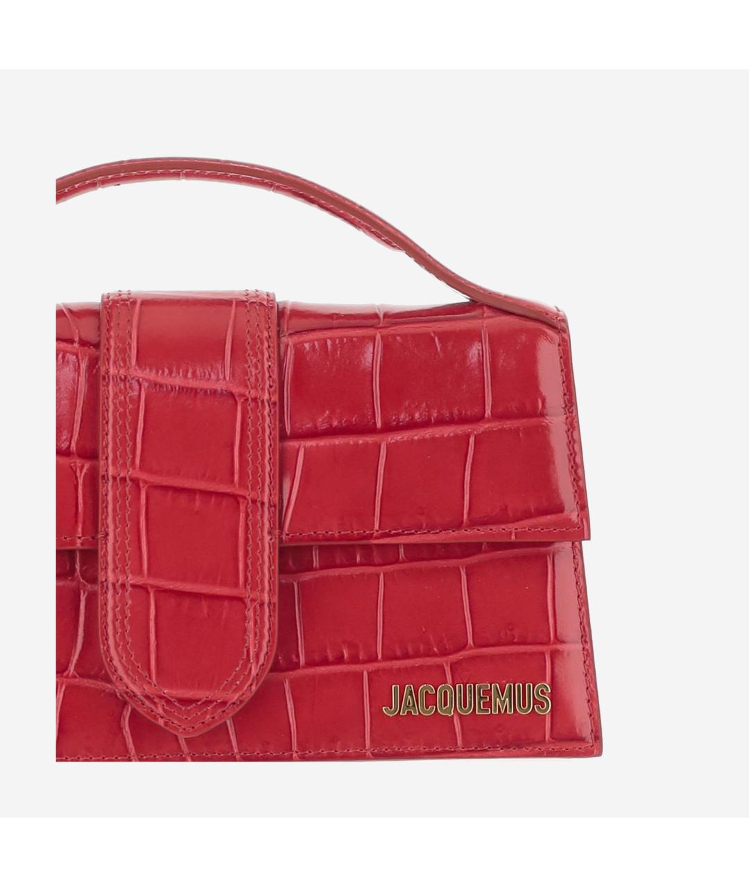 JACQUEMUS Красная кожаная сумка с короткими ручками, фото 5