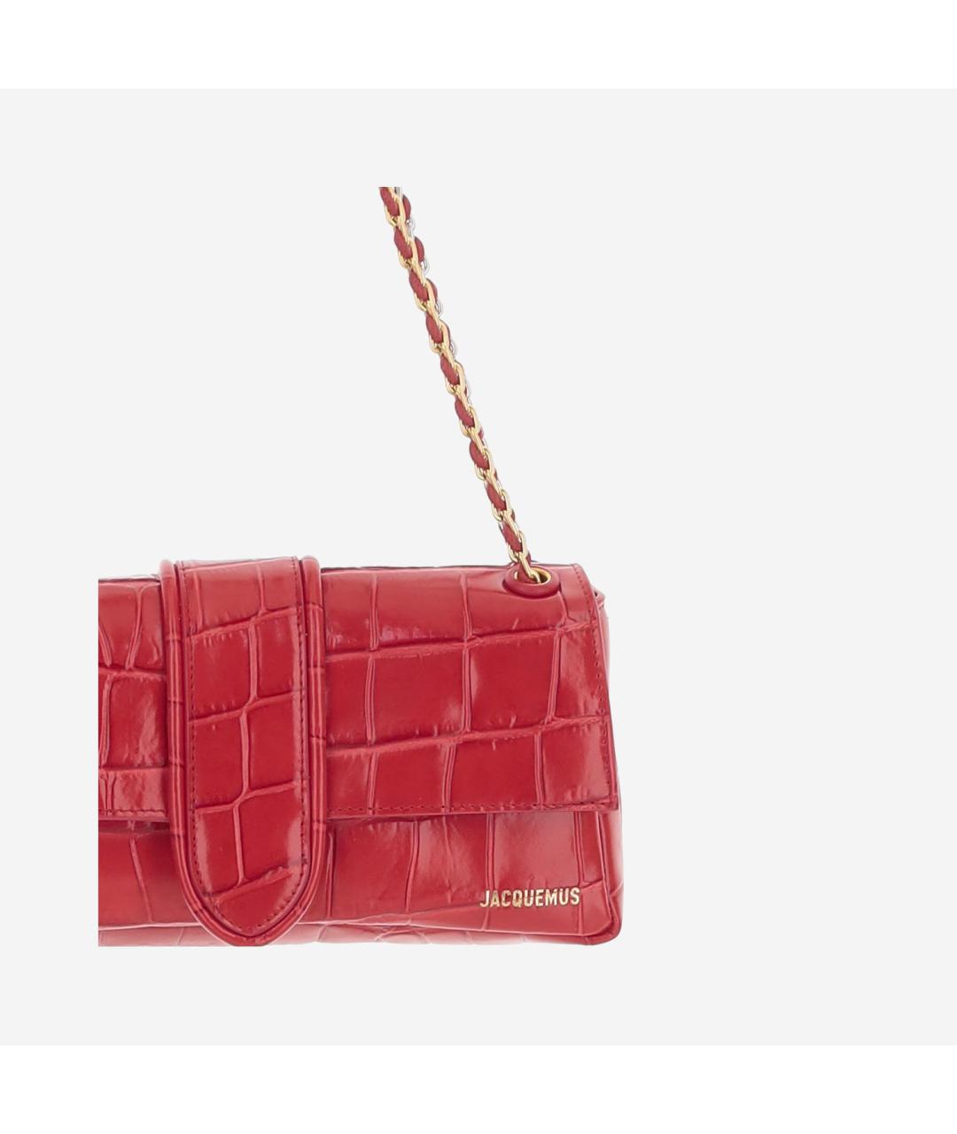JACQUEMUS Красная кожаная сумка через плечо, фото 4