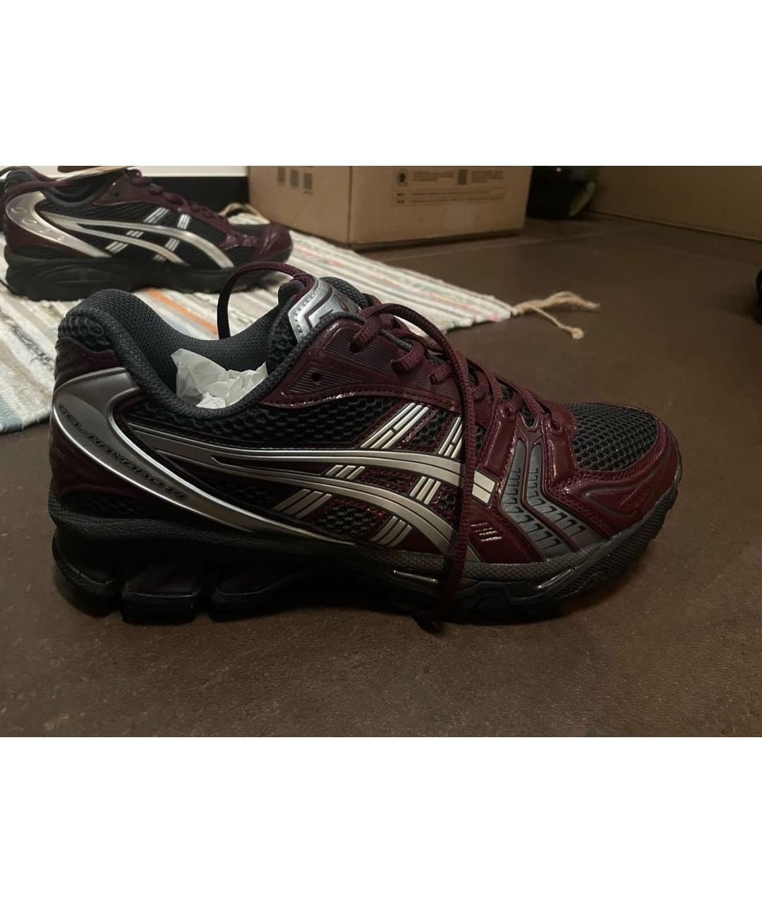 ASICS Бордовые бархатные низкие кроссовки / кеды, фото 4