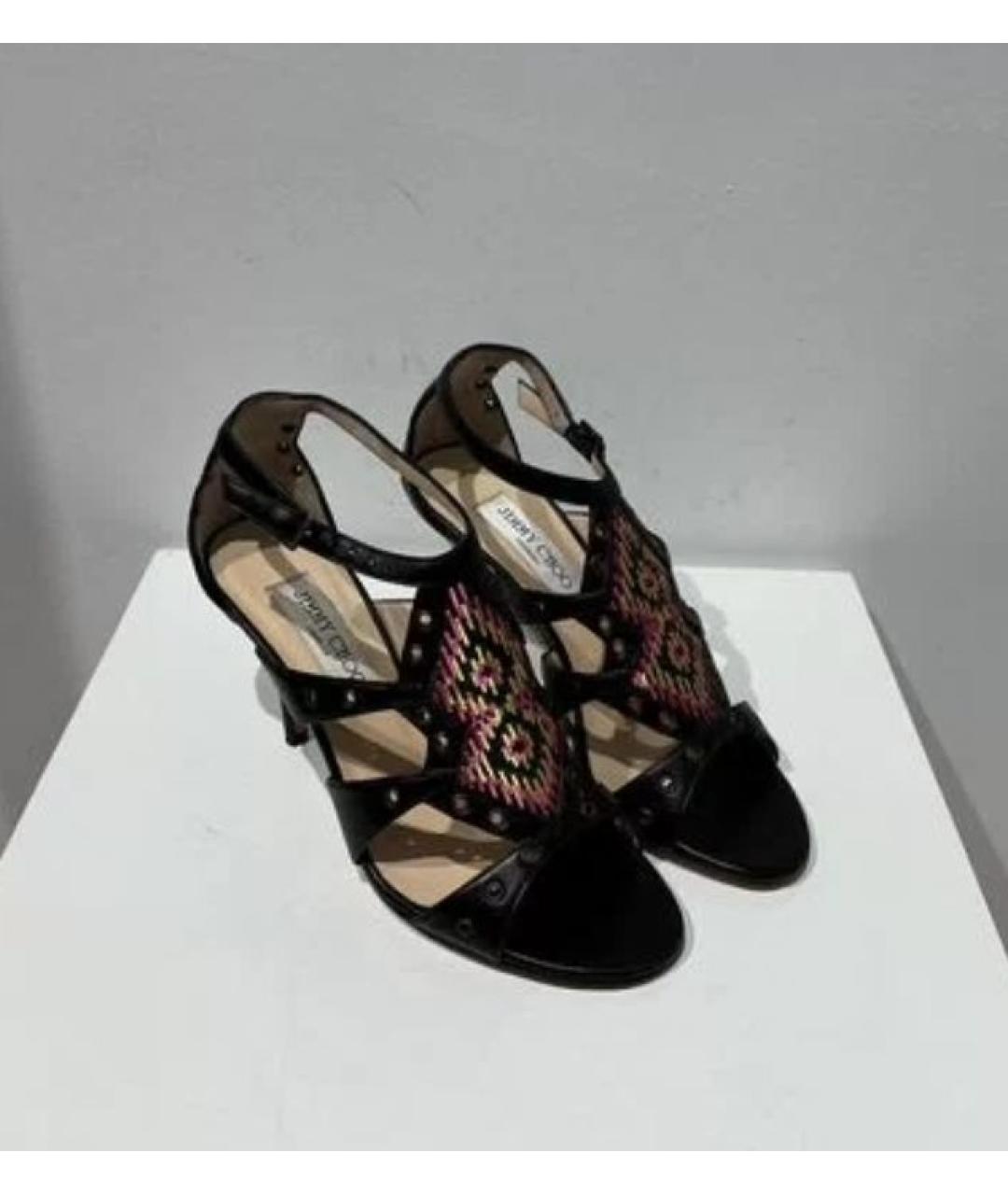 JIMMY CHOO Черные кожаные босоножки, фото 2