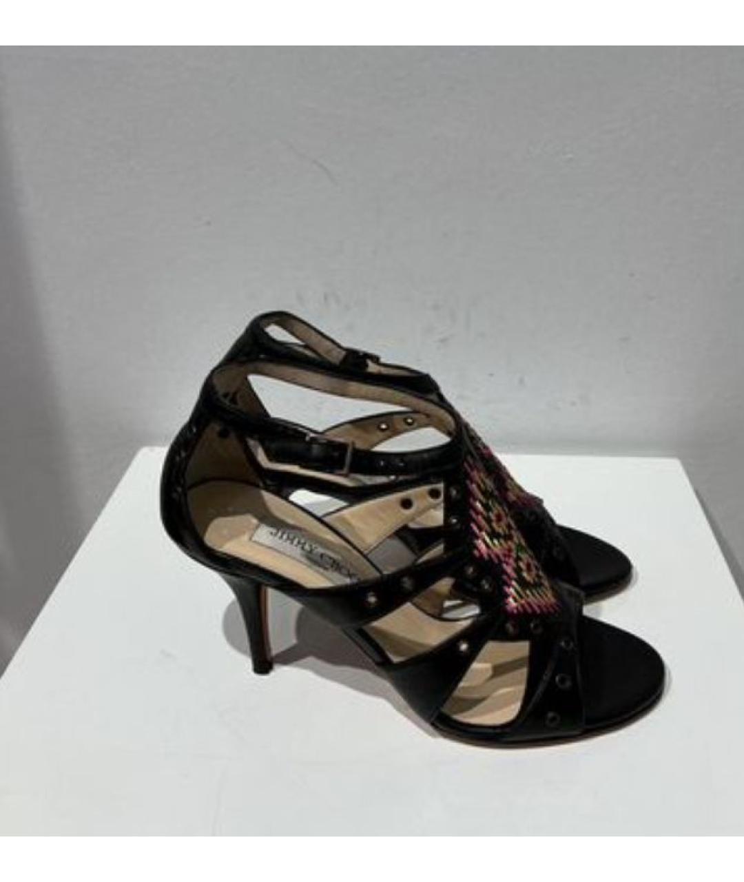 JIMMY CHOO Черные кожаные босоножки, фото 5