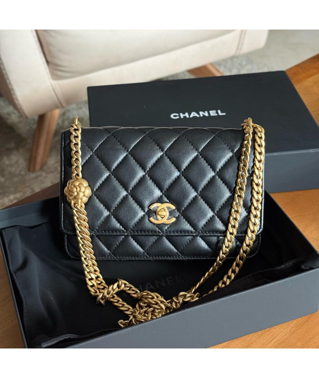 CHANEL Черная кожаная сумка через плечо, фото 2