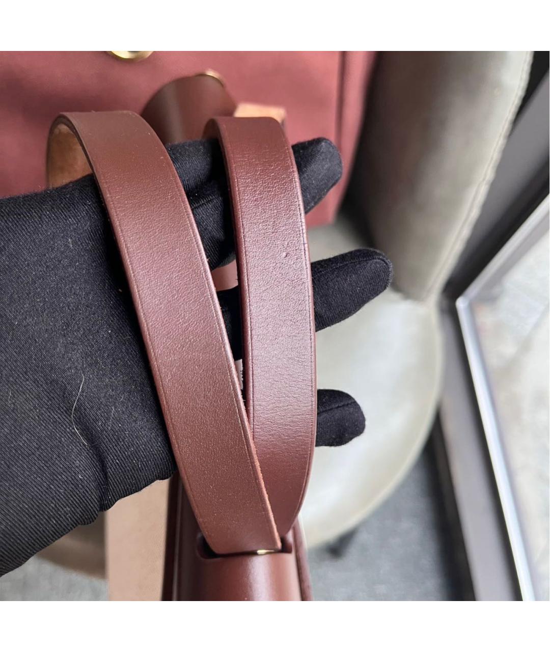 HERMES Бордовая кожаная сумка через плечо, фото 8