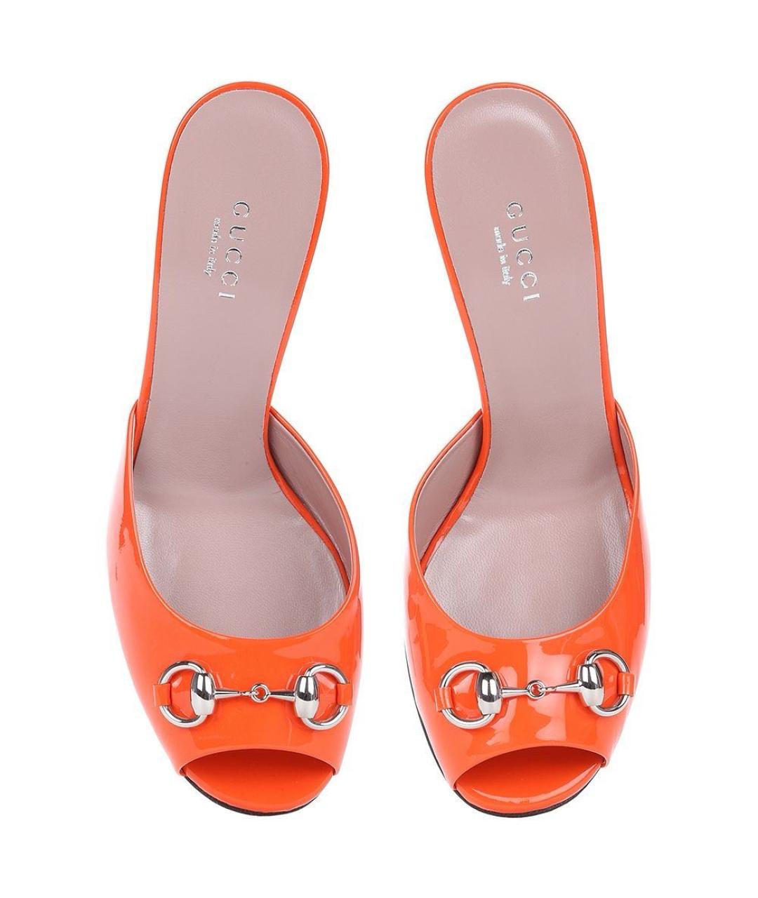 GUCCI Оранжевые мюли из лакированной кожи, фото 2