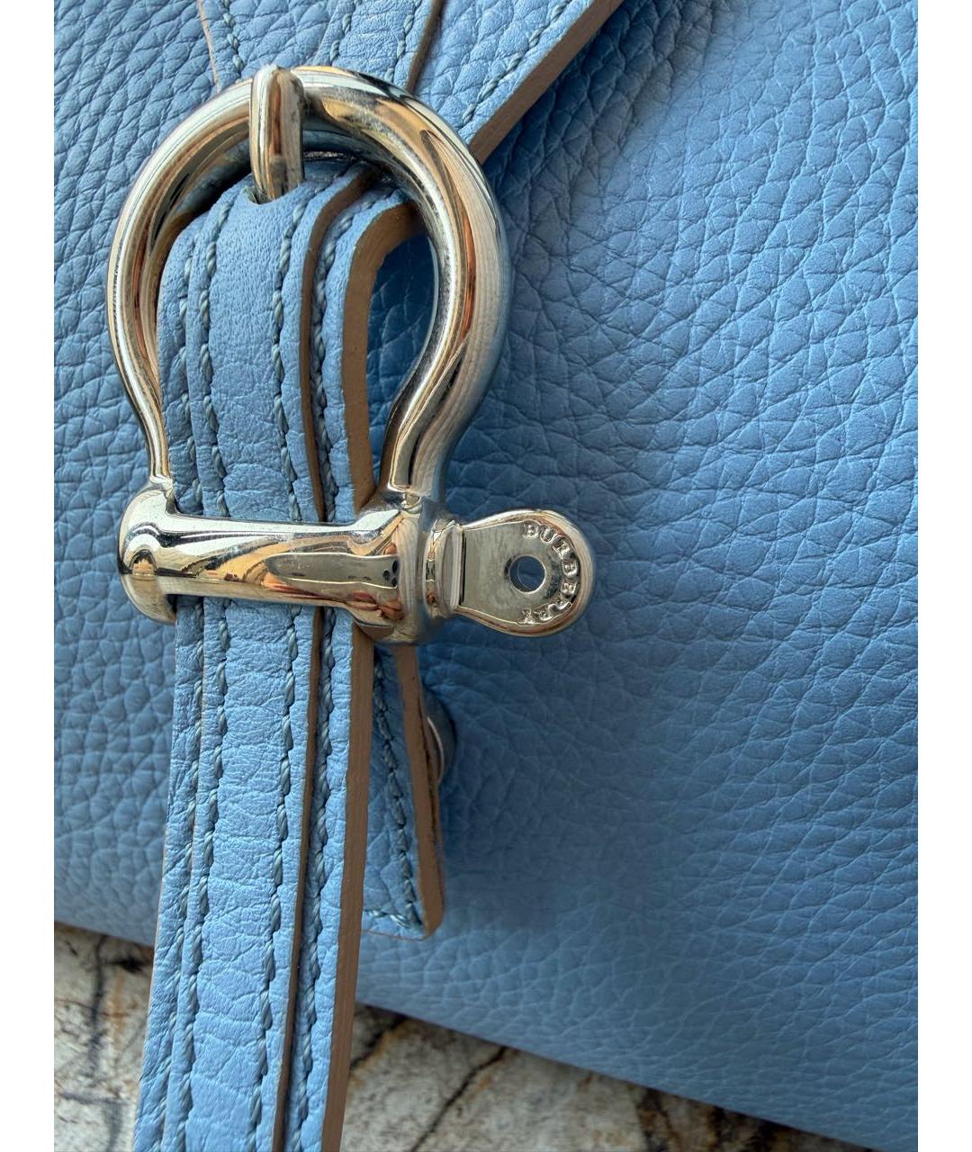 BURBERRY Голубая кожаная сумка с короткими ручками, фото 8