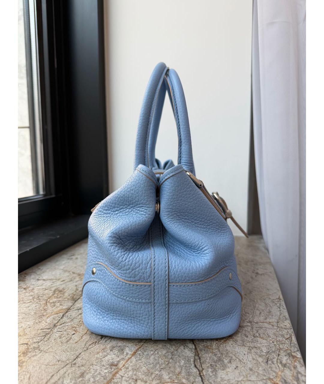 BURBERRY Голубая кожаная сумка с короткими ручками, фото 7