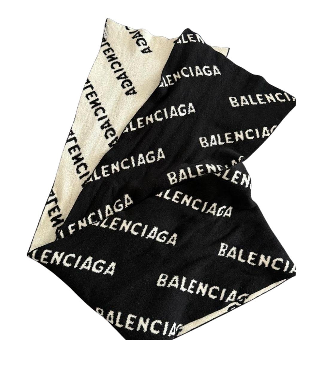BALENCIAGA Черный шерстяной шарф, фото 1