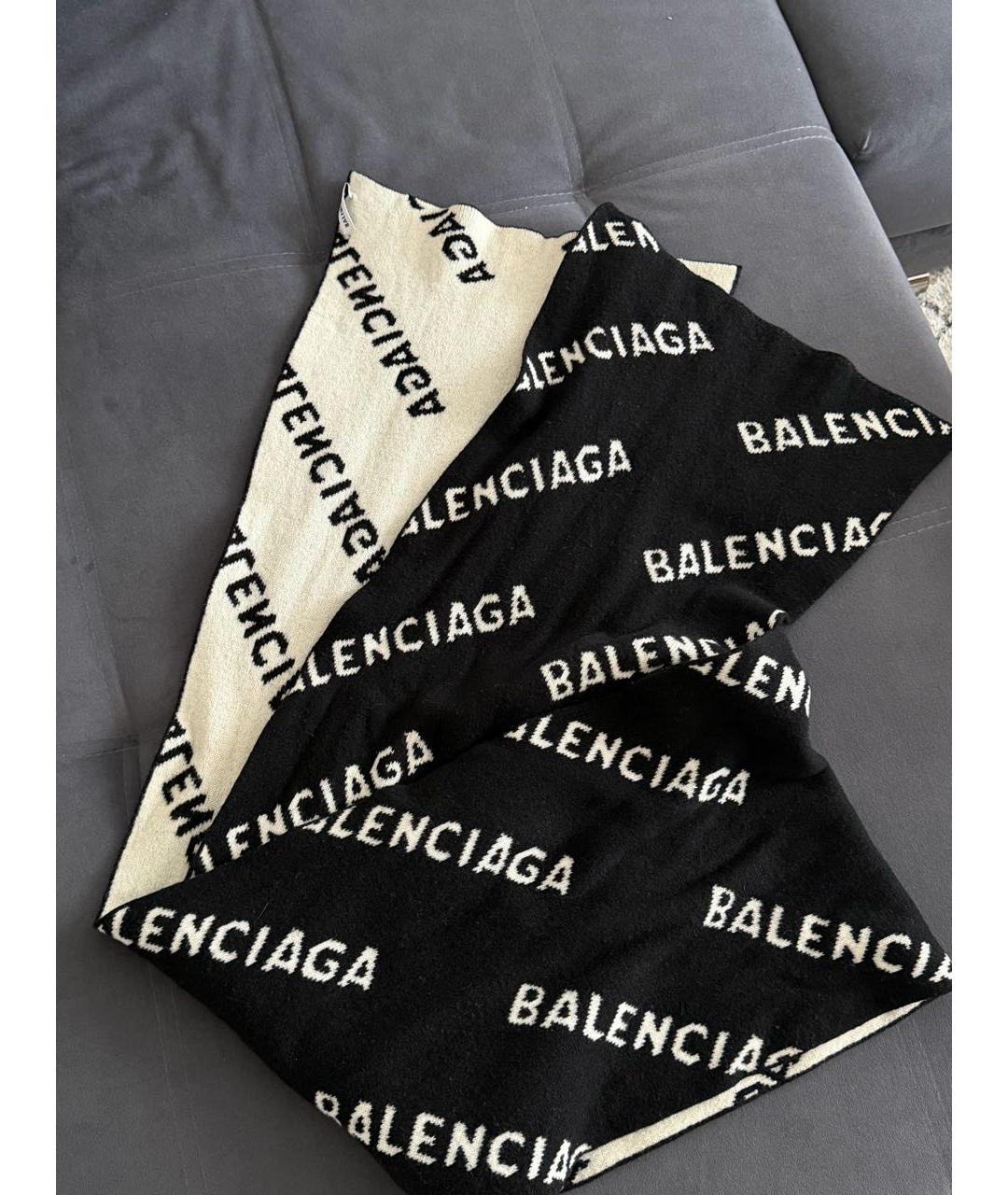 BALENCIAGA Черный шерстяной шарф, фото 4