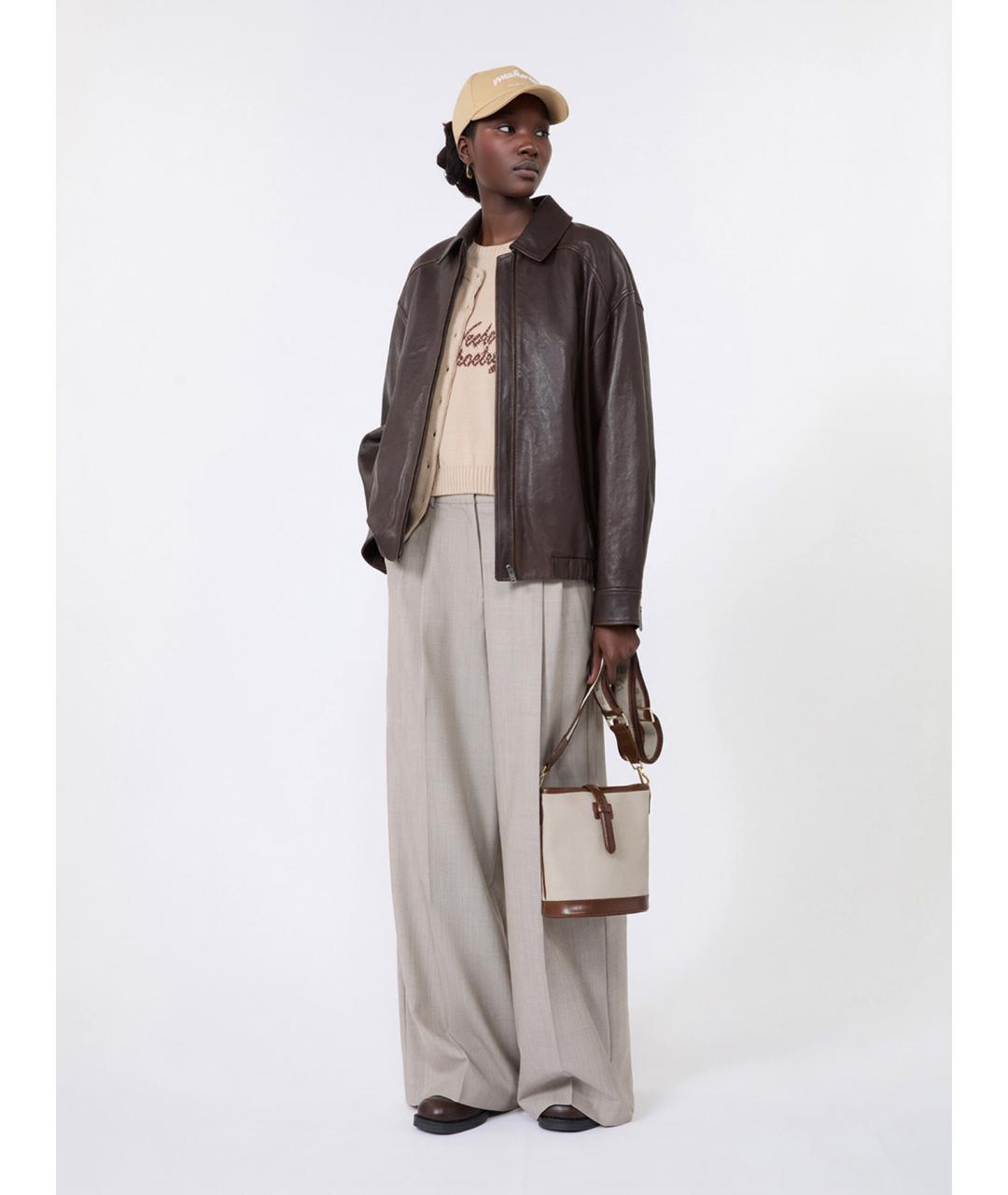 WEEKEND MAX MARA Коричневая кожаная куртка, фото 2