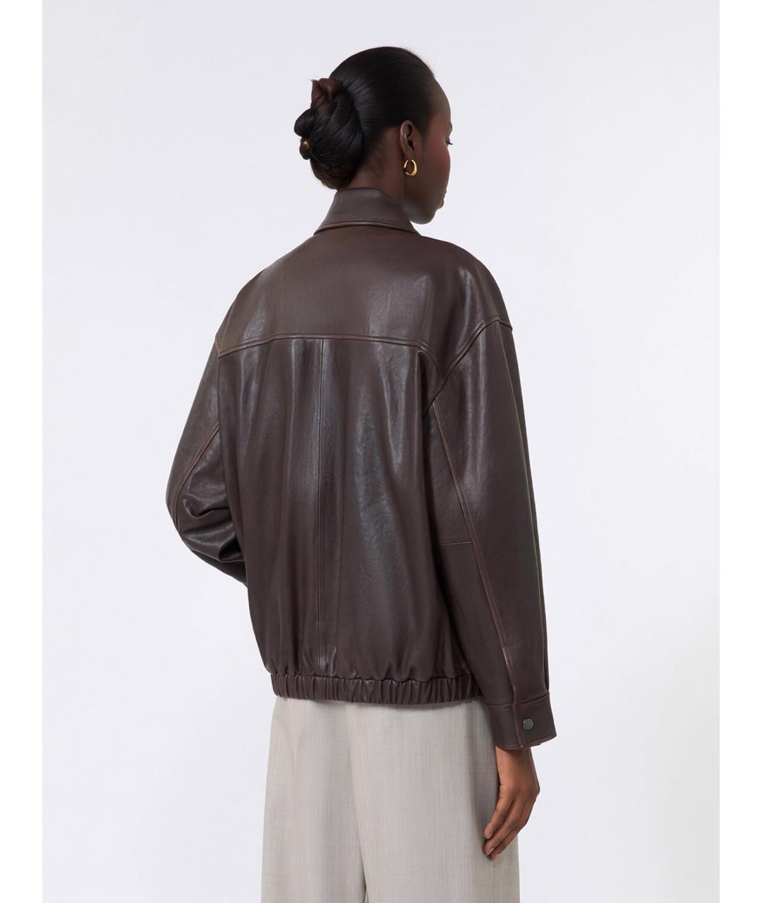 WEEKEND MAX MARA Коричневая кожаная куртка, фото 4