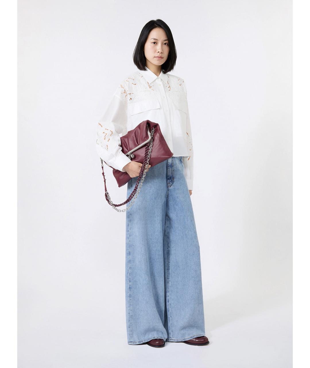 WEEKEND MAX MARA Бордовая кожаная сумка через плечо, фото 2
