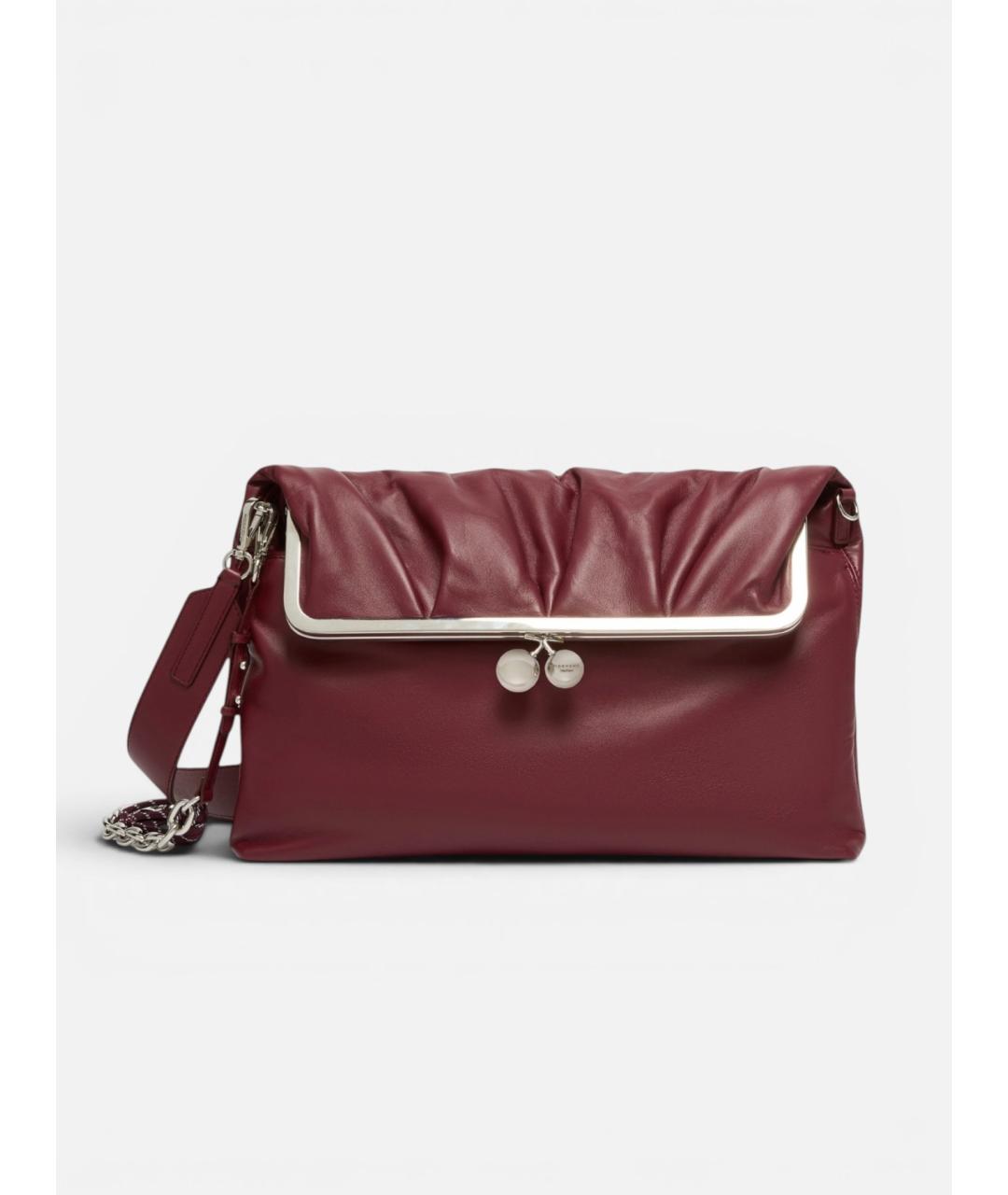 WEEKEND MAX MARA Бордовая кожаная сумка через плечо, фото 6