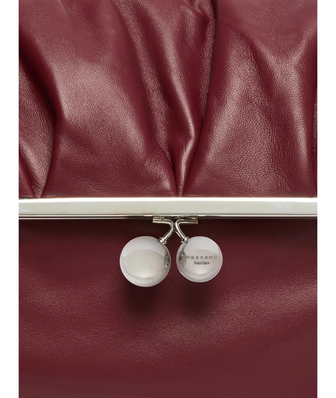 WEEKEND MAX MARA Бордовая кожаная сумка через плечо, фото 4