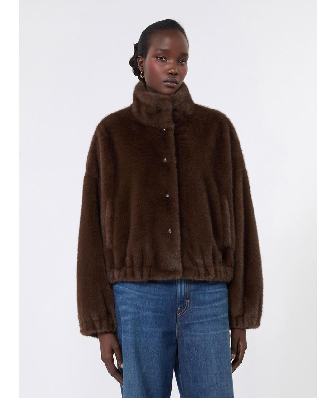 WEEKEND MAX MARA Коричневая полиэстеровая куртка, фото 3
