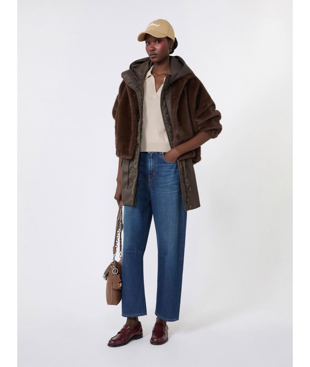 WEEKEND MAX MARA Коричневая полиэстеровая куртка, фото 2