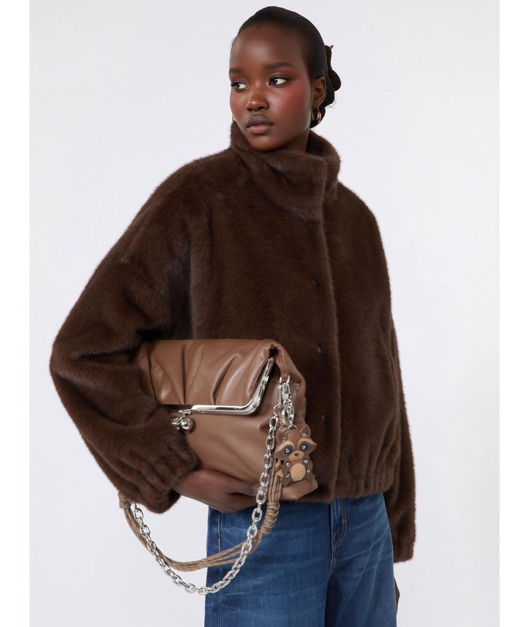 WEEKEND MAX MARA Коричневая полиэстеровая куртка, фото 5