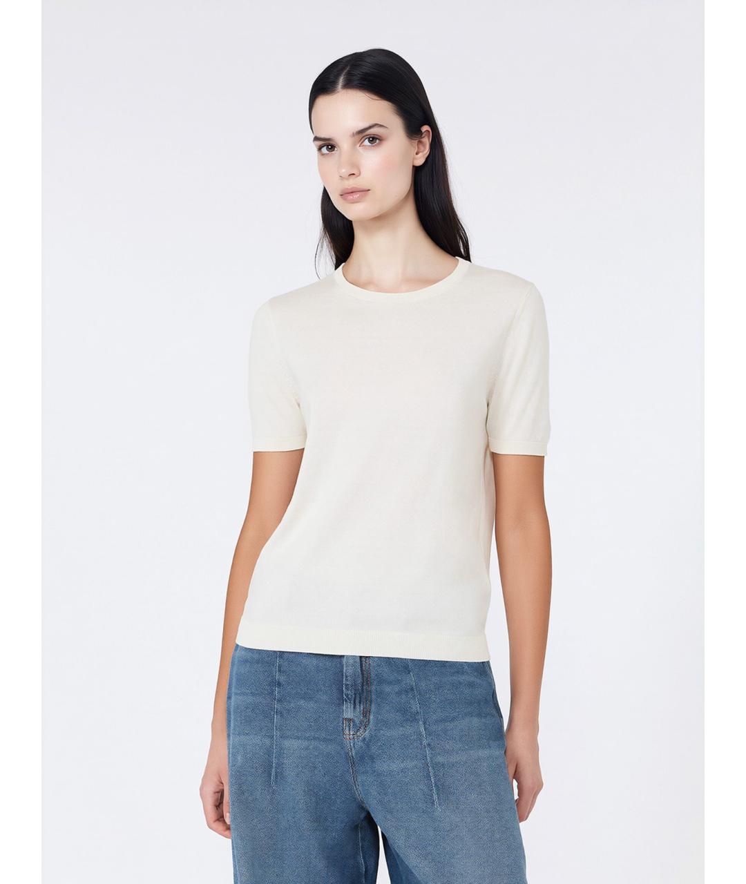 WEEKEND MAX MARA Бежевая шелковая футболка, фото 3