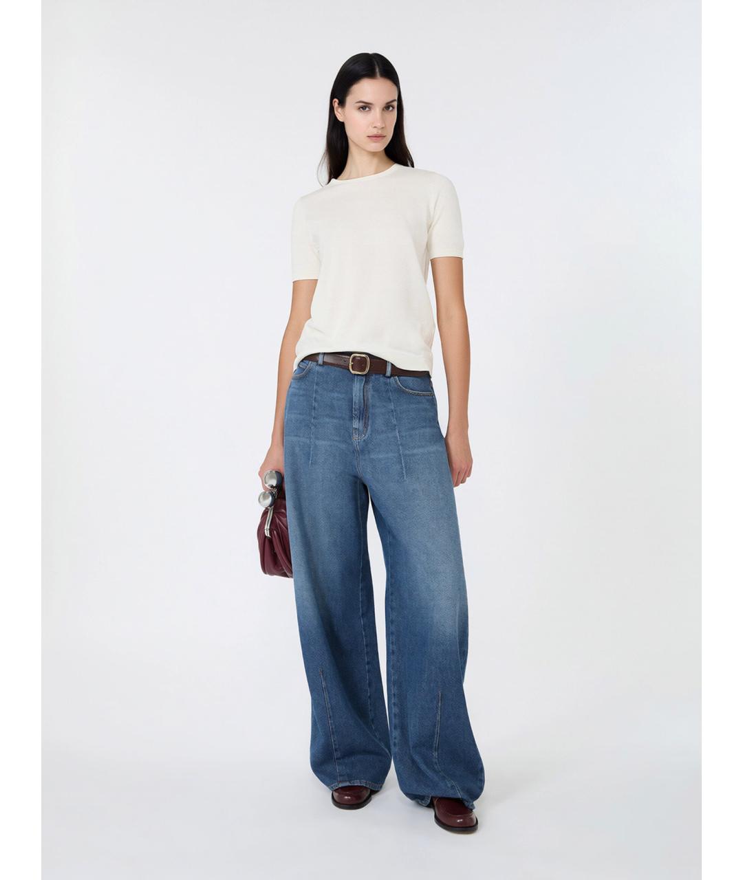 WEEKEND MAX MARA Бежевая шелковая футболка, фото 2