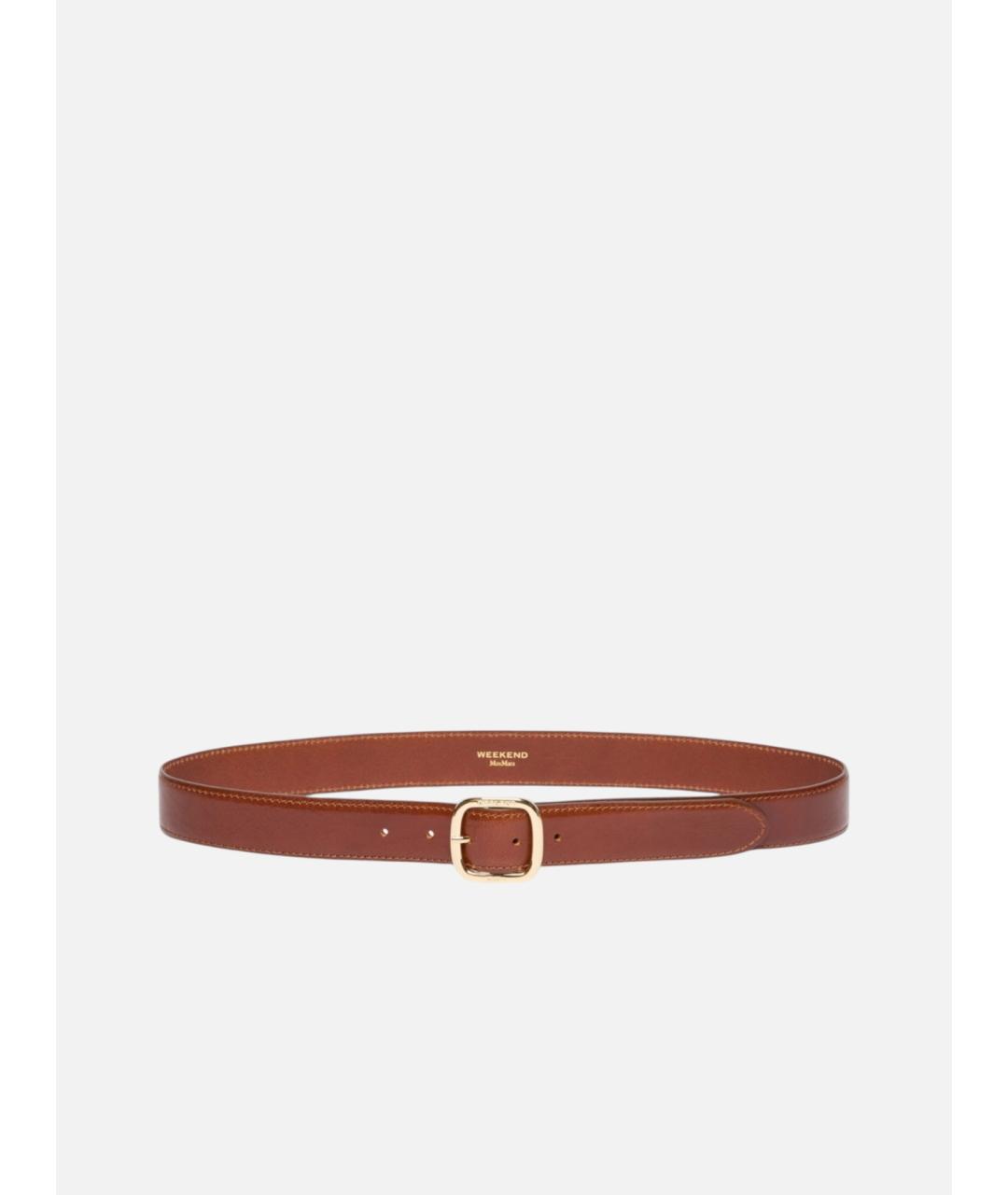 WEEKEND MAX MARA Коричневый кожаный ремень, фото 3