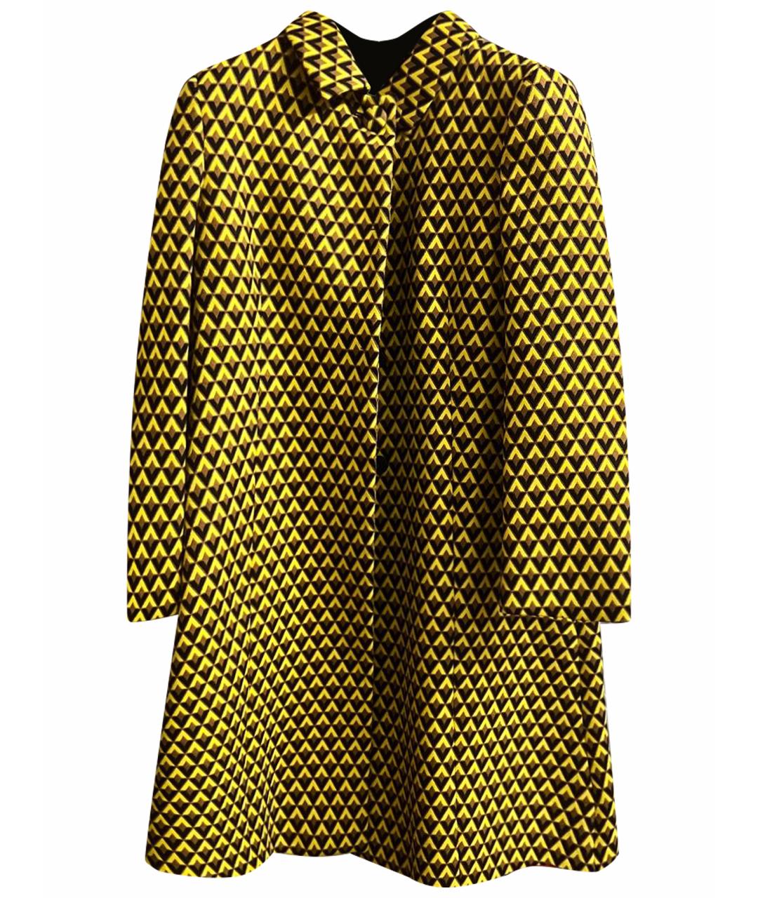 PRADA Желтое шерстяное пальто, фото 1