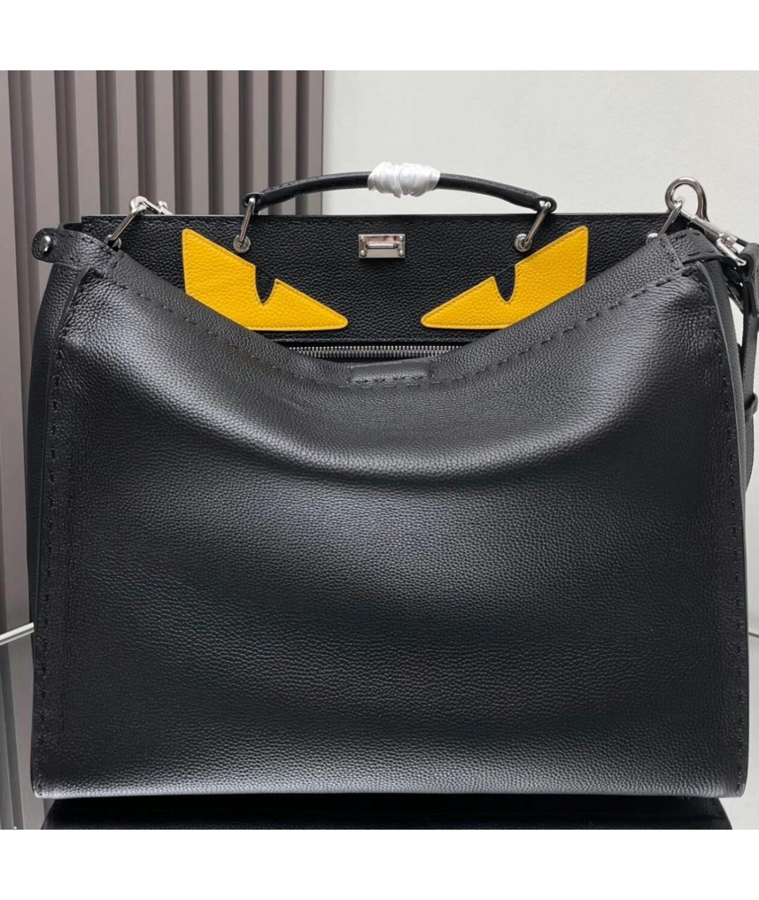 FENDI Черная кожаная сумка через плечо, фото 5