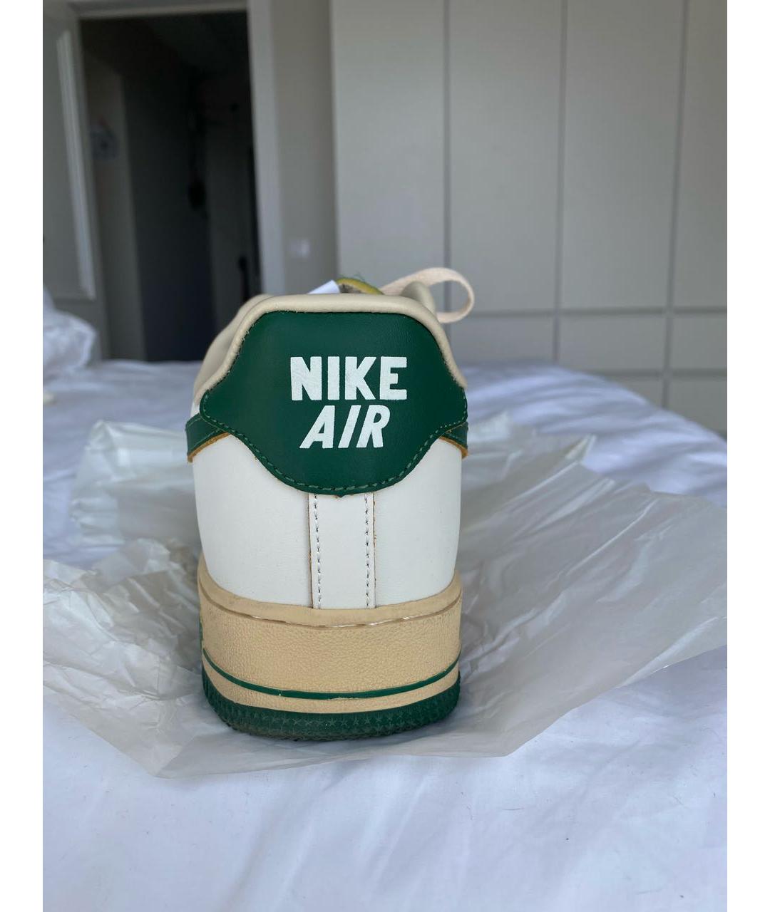NIKE Бежевые кожаные низкие кроссовки / кеды, фото 4