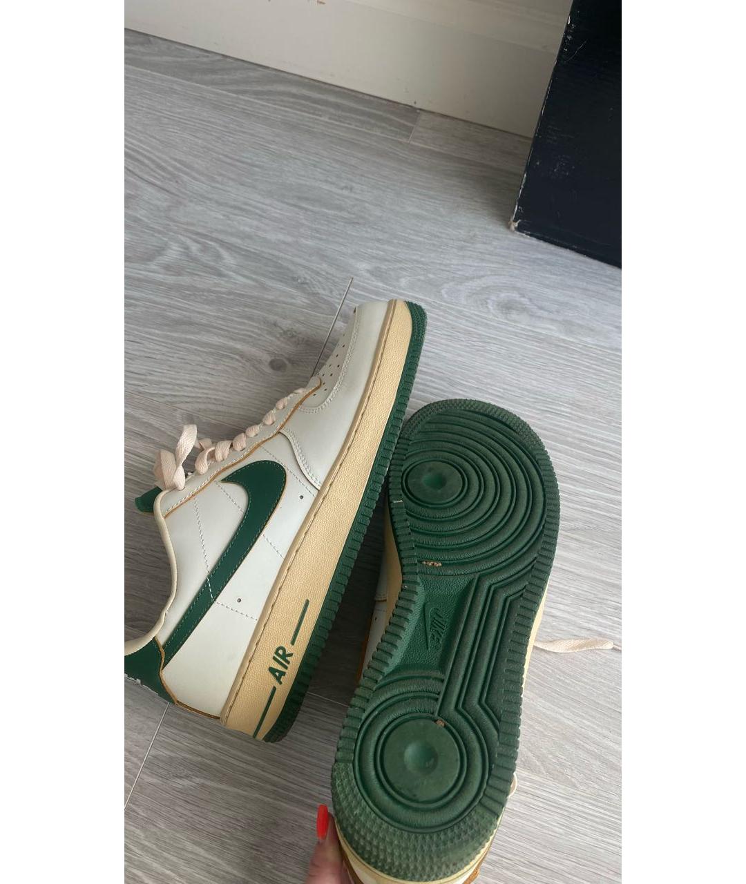 NIKE Бежевые кожаные низкие кроссовки / кеды, фото 7