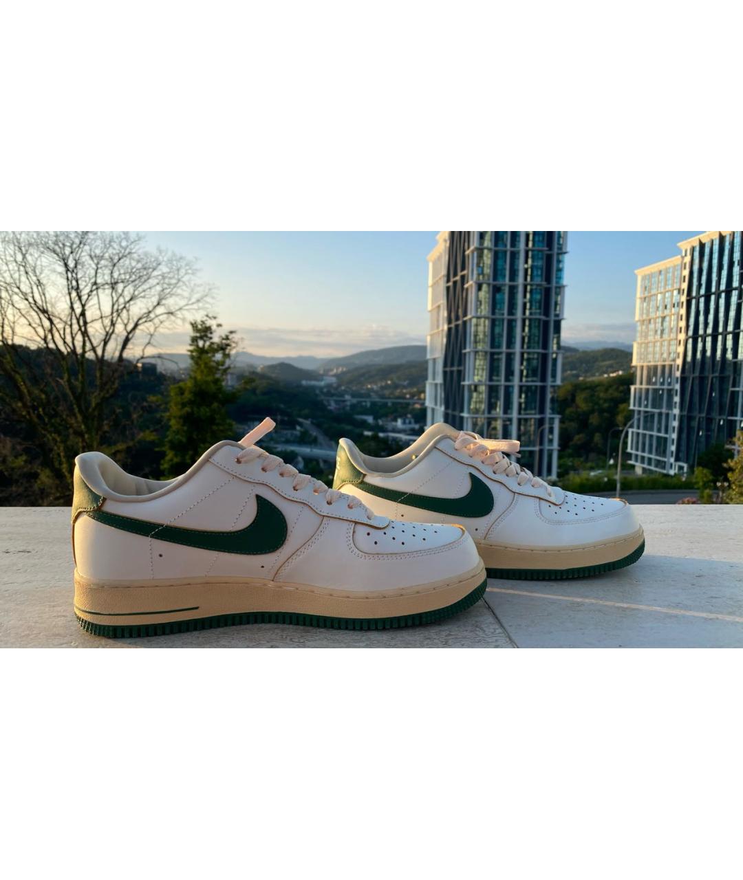 NIKE Бежевые кожаные низкие кроссовки / кеды, фото 9