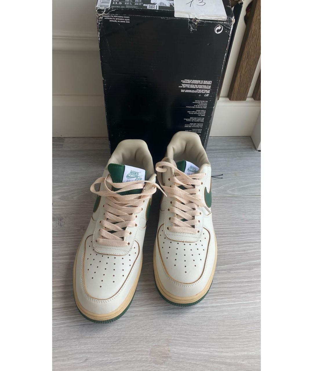 NIKE Бежевые кожаные низкие кроссовки / кеды, фото 3