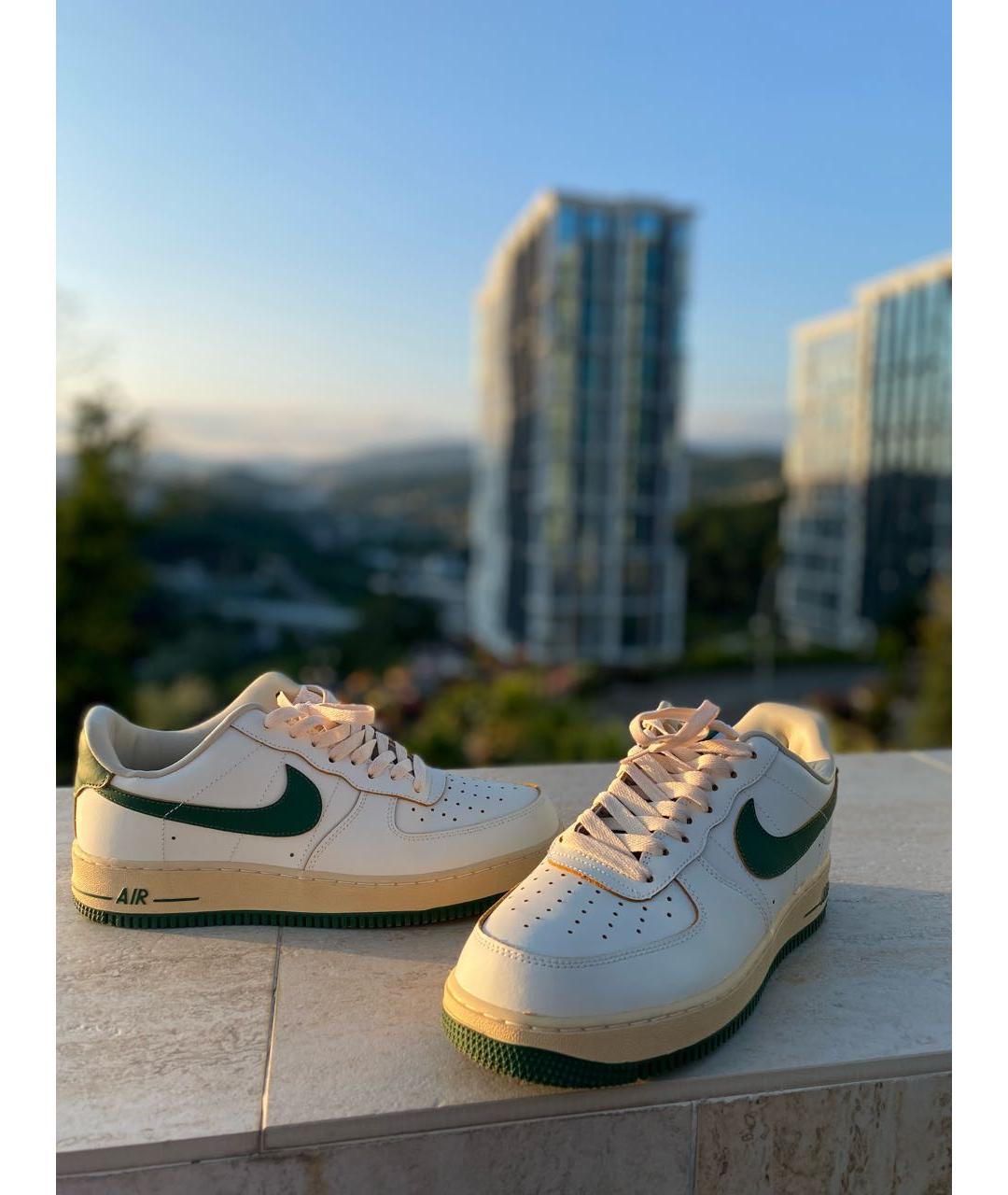NIKE Бежевые кожаные низкие кроссовки / кеды, фото 2