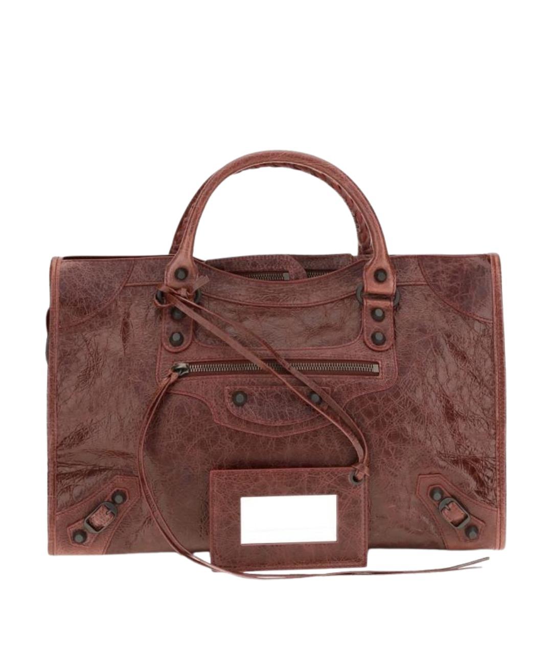BALENCIAGA Бордовая кожаная сумка тоут, фото 1