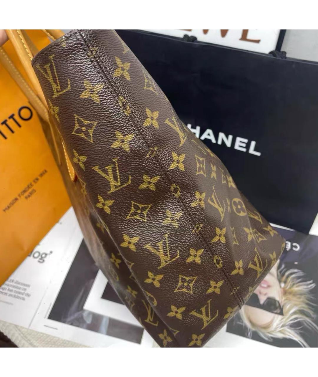 LOUIS VUITTON Коричневая канва сумка тоут, фото 3