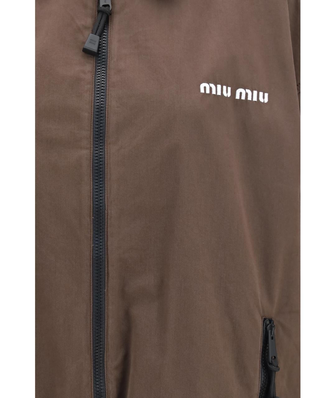 MIU MIU Коричневая полиамидовая куртка, фото 3