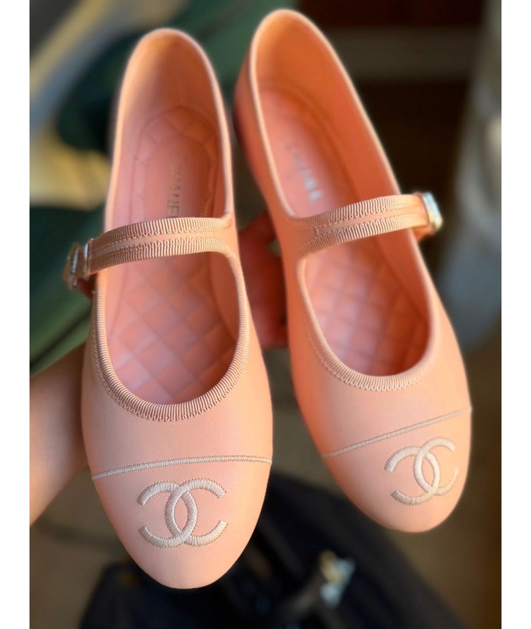 CHANEL Розовые кожаные балетки, фото 2