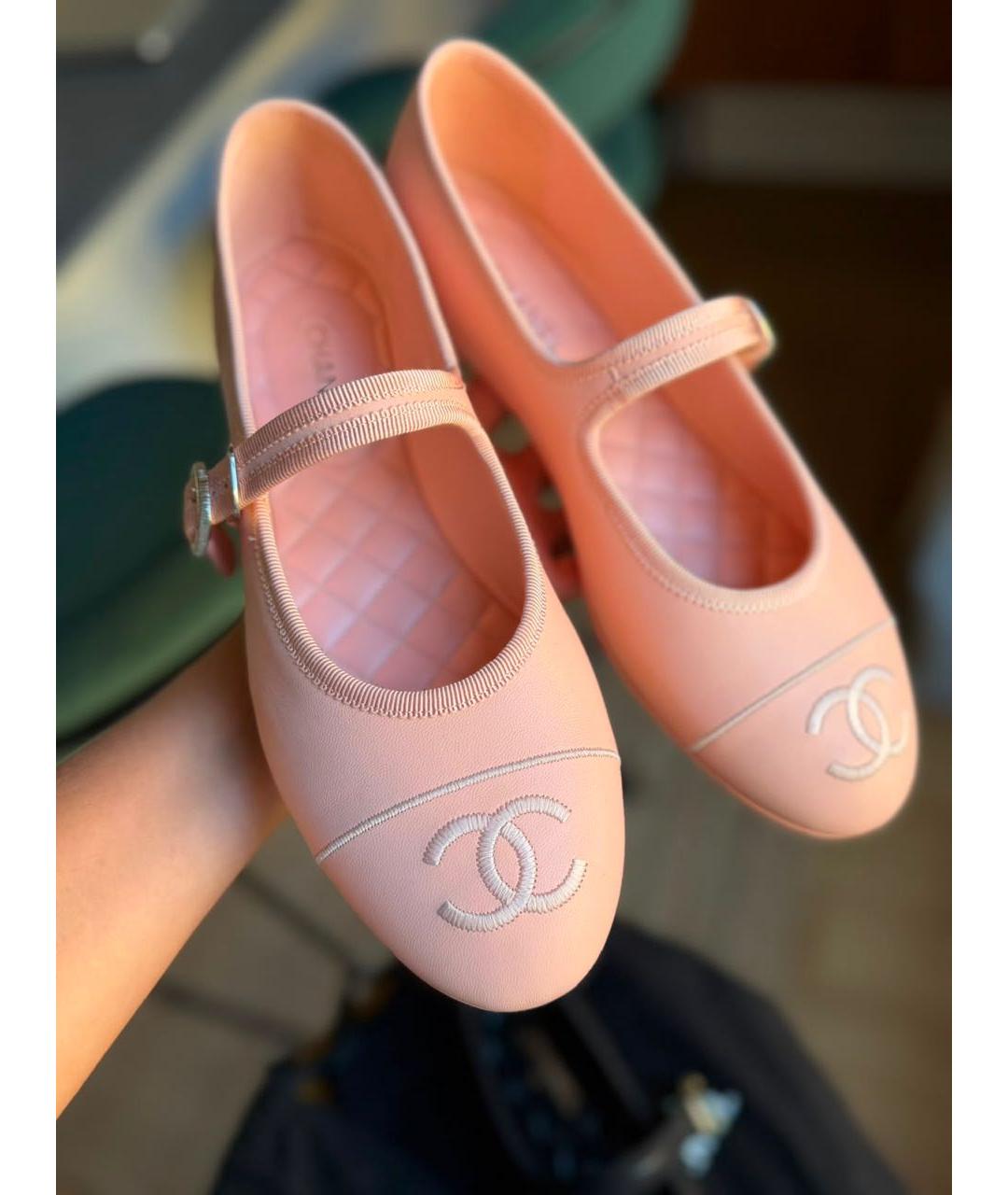 CHANEL Розовые кожаные балетки, фото 4