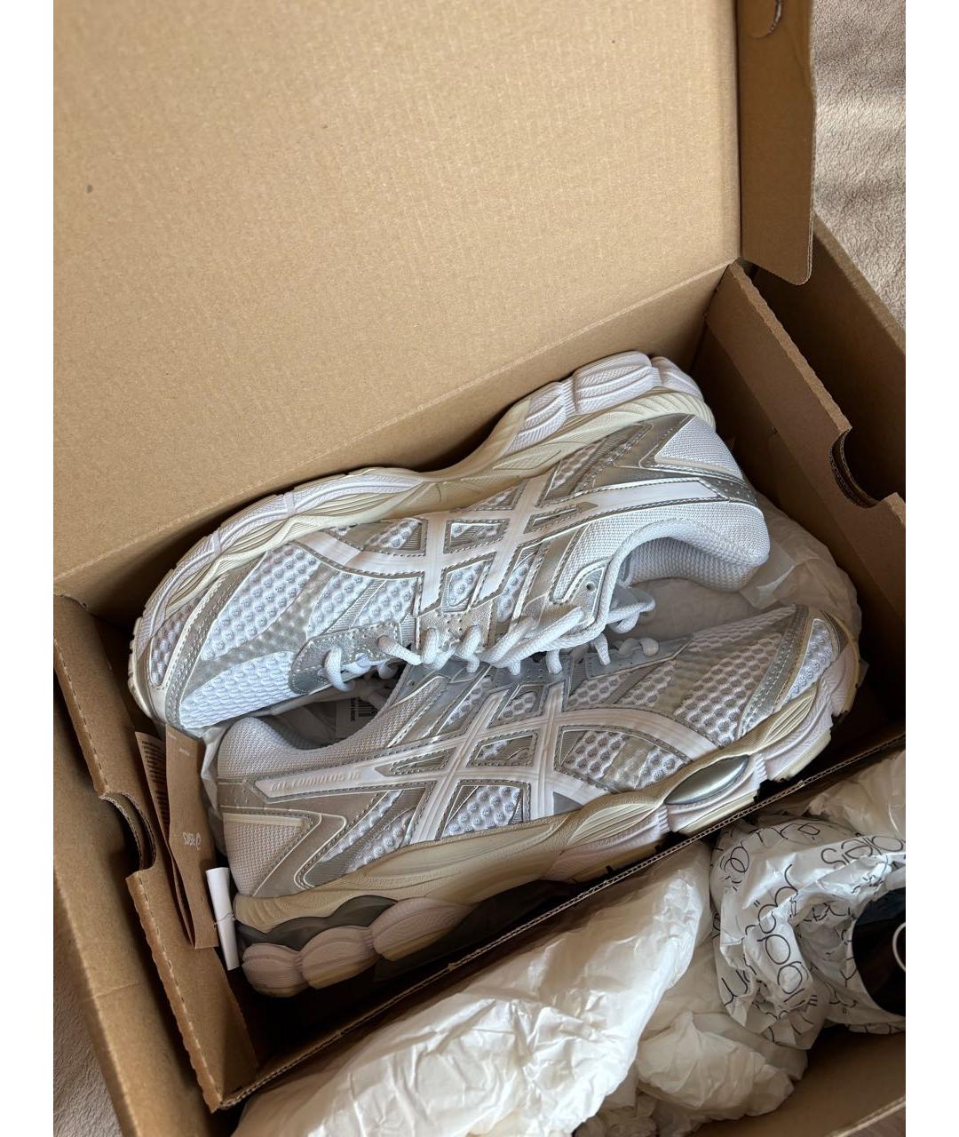 ASICS Белые текстильные низкие кроссовки / кеды, фото 5