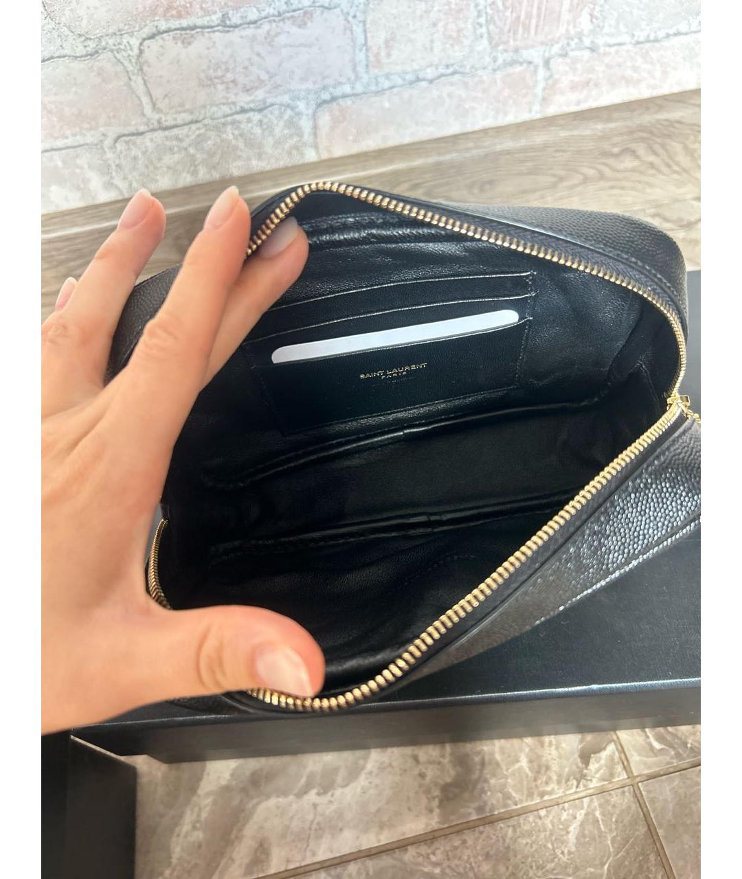 SAINT LAURENT Черная кожаная сумка через плечо, фото 4
