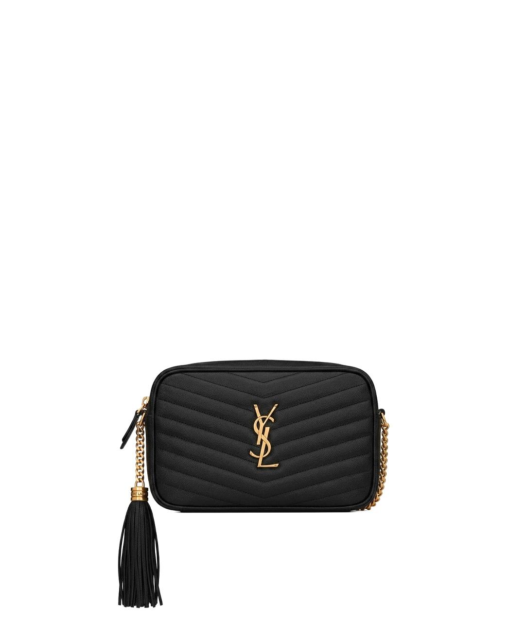 SAINT LAURENT Черная кожаная сумка через плечо, фото 1