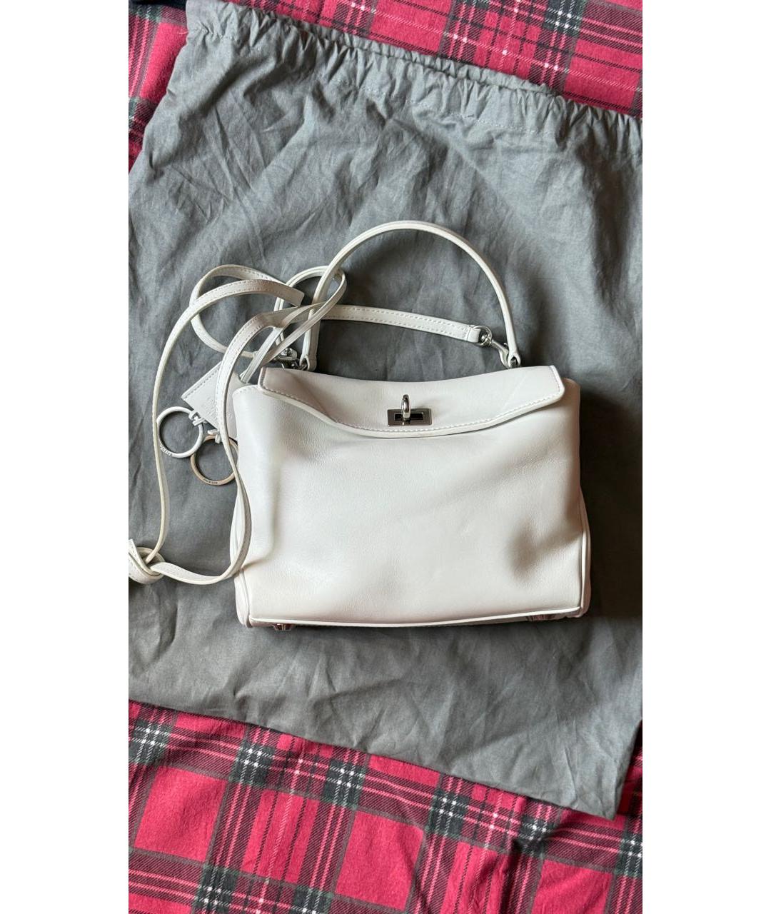 BALENCIAGA Белая кожаная сумка с короткими ручками, фото 9