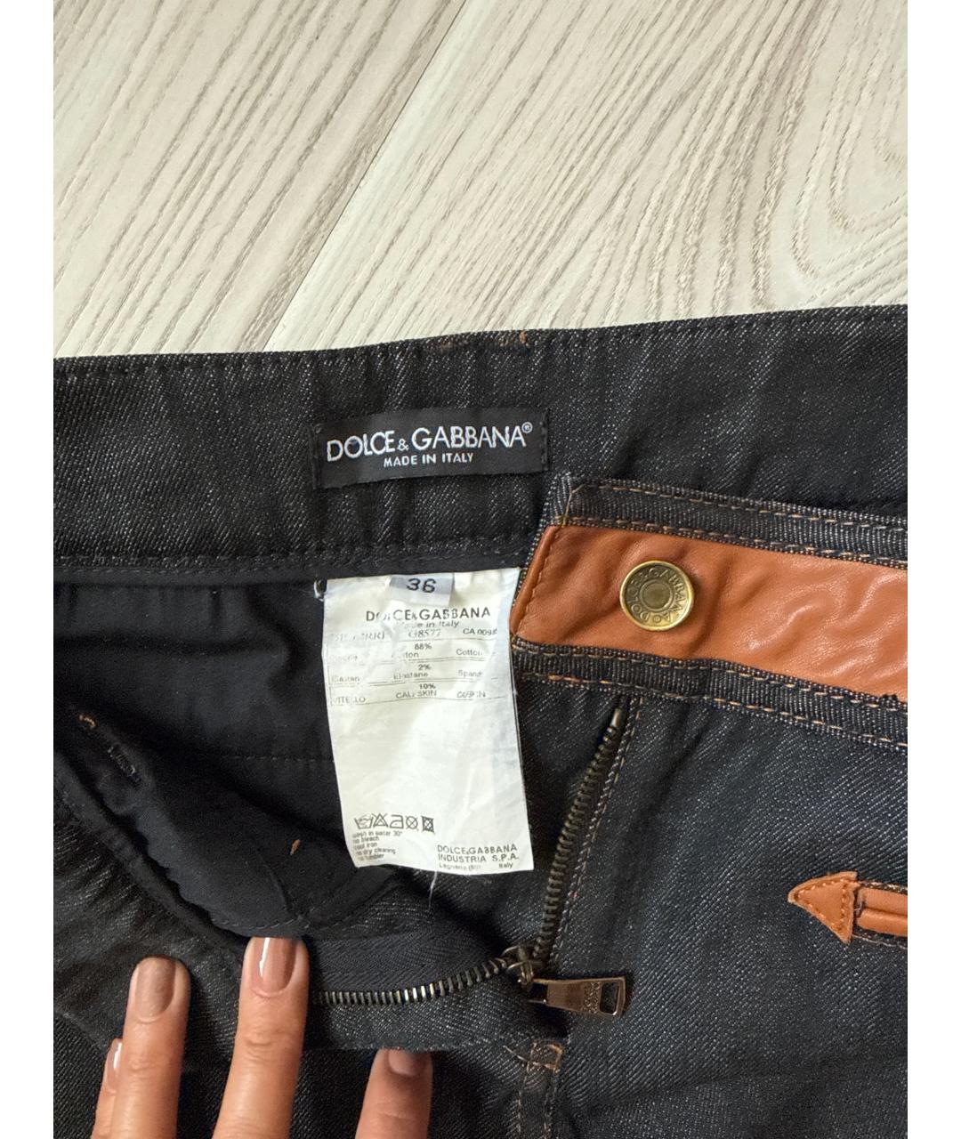 DOLCE&GABBANA Черные хлопко-эластановые прямые джинсы, фото 5
