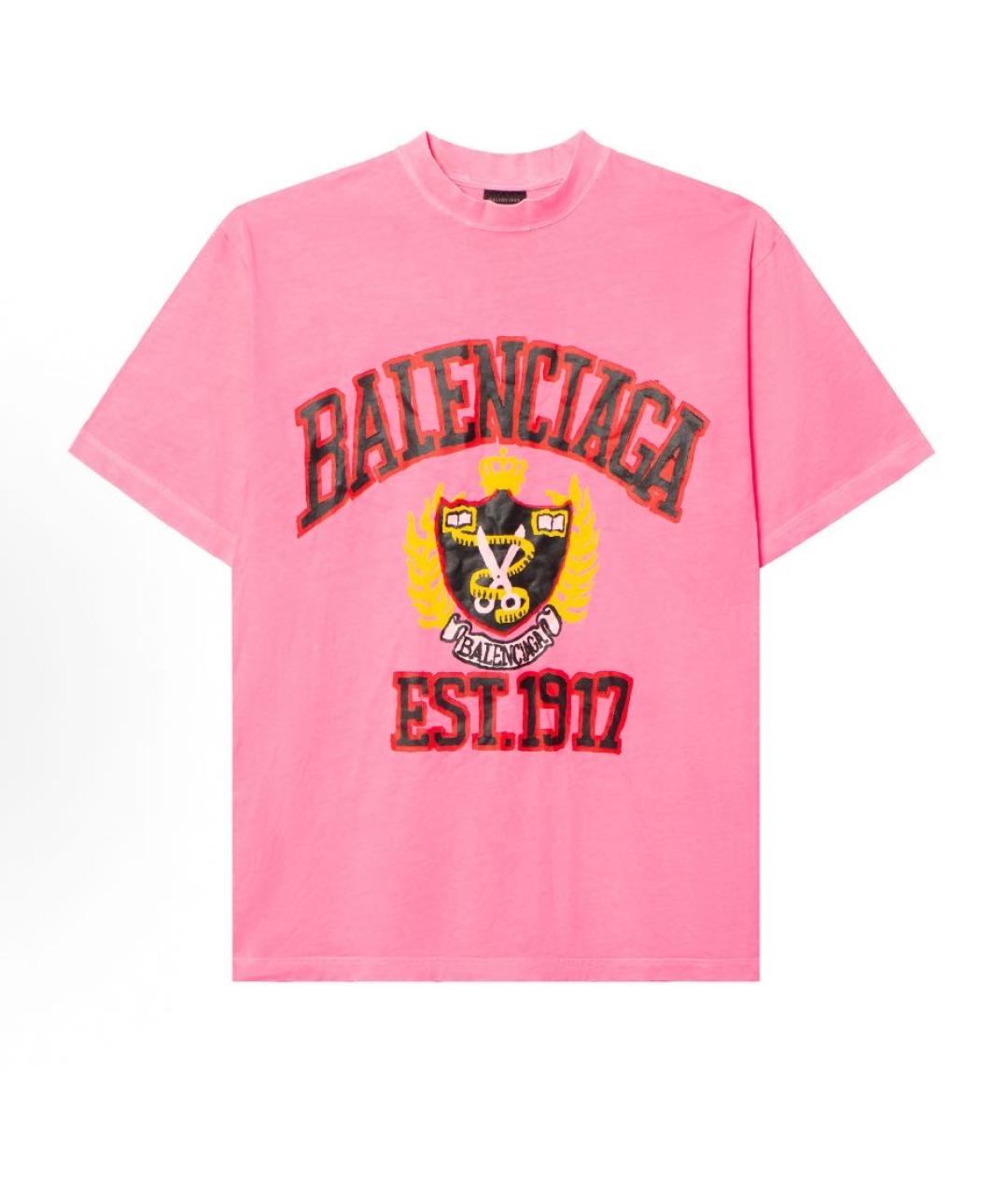 BALENCIAGA Розовая хлопковая футболка, фото 5